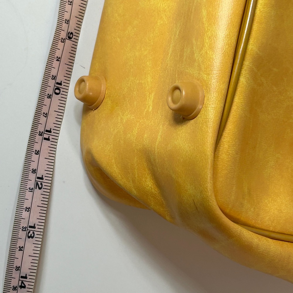 Vintage Trade Wind Tours of Hawaii Yellow Vinyl Travel Bag Hula Girl Retro MCM - Picture 11 of 12